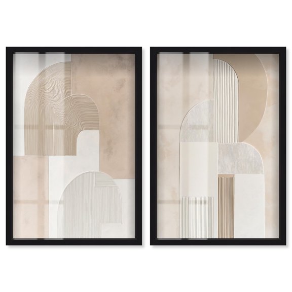 Golden Luxe Glam Set 2 Panel Set Shadowbox Print Living Room Wall Art by Art Remedy, Black Frame, 11 x 16