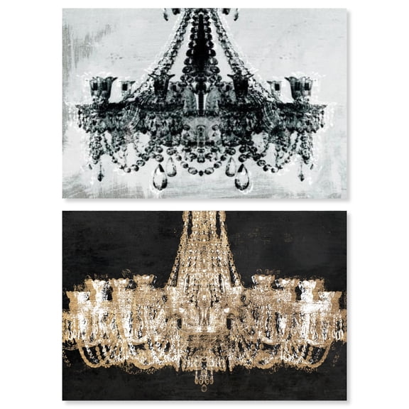 Golden Luxe Glam Set Canvas Abstract Wall Decor by Art Remedy, Gallery Wrapped, 24 x 16