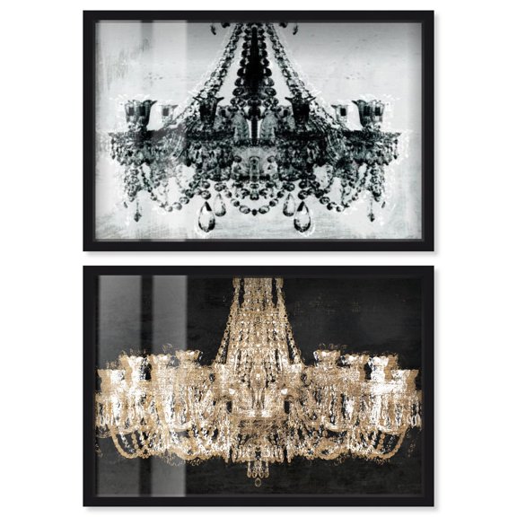 Golden Luxe Glam Set Shadowbox Abstract Wall Decor by Art Remedy, Black Frame, 24 x 16
