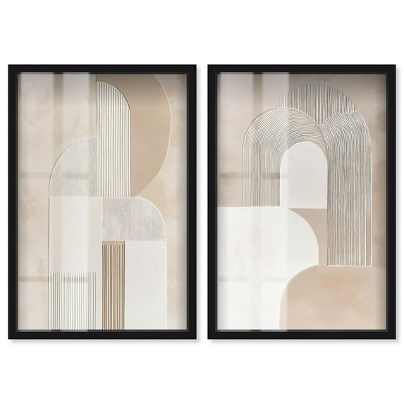 Golden Luxe Living Room Set Shadowbox Boho Wall Decor by Art Remedy, Black Frame, 30 x 45