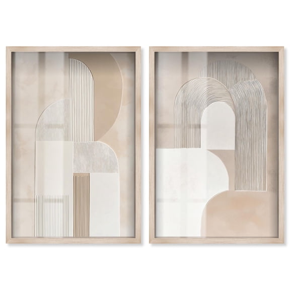 Golden Luxe Living Room Set Shadowbox Boho Wall Decor by Art Remedy, Blonde Frame, 10 x 15