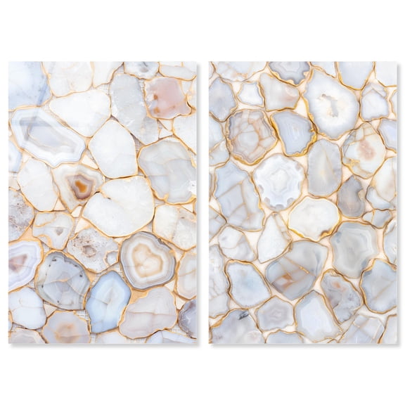 Golden Luxe Neutral Harmony 2 Panel Set Acrylic Print Gold Wall Art by Art Remedy, Ready to Hang, 10 x 15