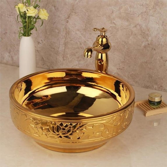 Golden Luxury Ceramic Wash Basin