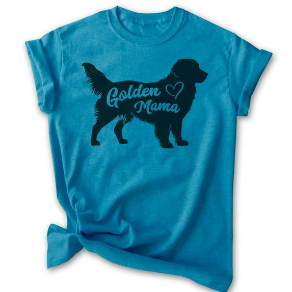 Golden Mama T-shirt, Unisex Women's Shirt, Golden Retriever Owner, Best Dog Mama Gift, Heather Blue, Large