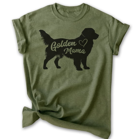 Golden Mama T-shirt, Unisex Women's Shirt, Golden Retriever Owner, Best Dog Mama Gift, Heather Military Green, X-Large