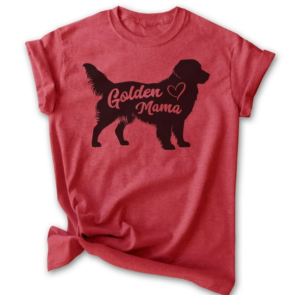 Golden Mama T-shirt, Unisex Women's Shirt, Golden Retriever Owner, Best Dog Mama Gift, Heather Red, Small