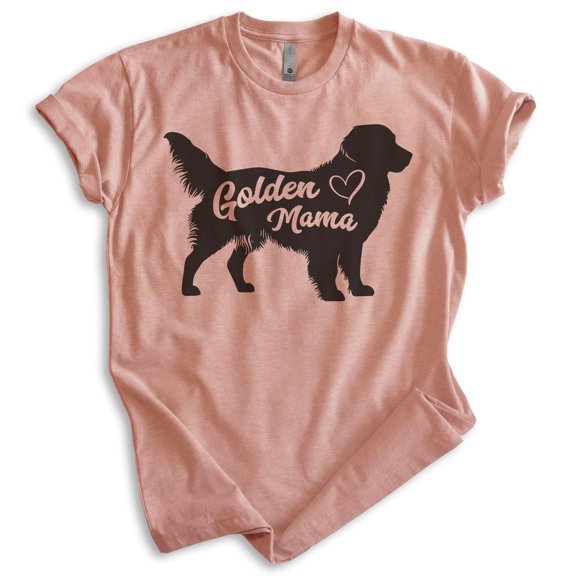 Golden Mama T-shirt, Unisex Women's Shirt, Golden Retriever Owner, Best Dog Mama Gift, Heather Sunset, Medium