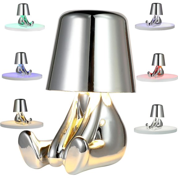 Golden Man Table Lamp | Fun Table Lamp Night Light Thinkers Lamp Art Decor | Decorative Sculpture Home Ornament Table Lamp