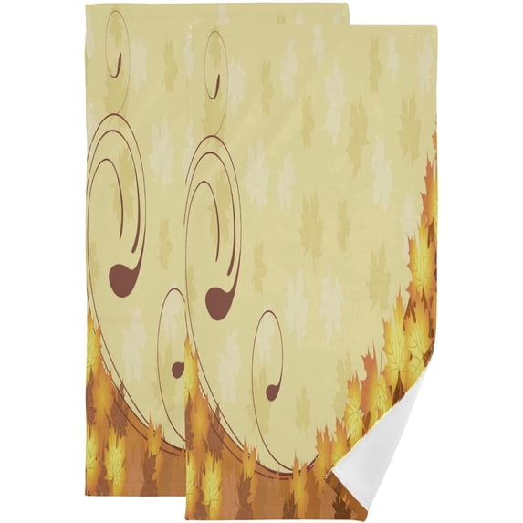 Golden Maple Leaf Fall Hand Towels 2 PCS, Autumn Leaves Kitchen Towel Ultra Soft and Highly Absorbent,Decorative Fingertip Face Towel for Bathroom Hotel, 28.3"x14.4"