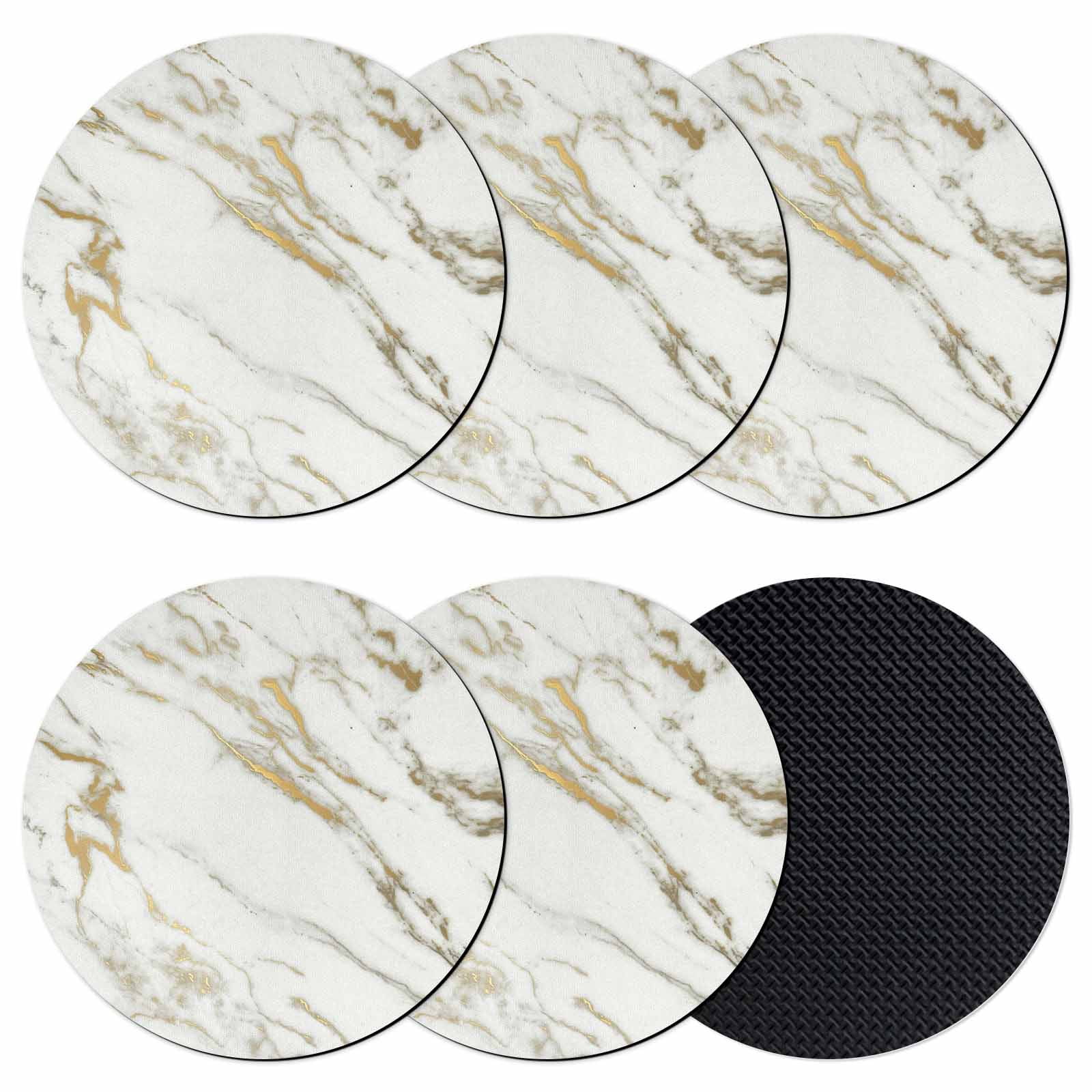Golden Marble Coasters Set of 6, Absorbent Coasters for Drinks ...