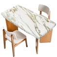 thumbnail image 1 of Golden Marble Table Cloths for 5 Foot Rectangle Tables, Abstract Modern Minimalist Art Patio Waterproof Elastic Fitted Tablecloths, Washable Rectangular Table Cover for Camping, 1 of 8