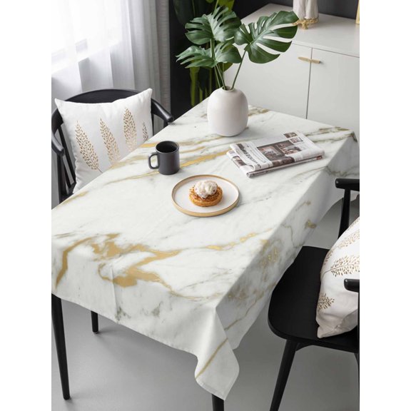 Golden Marble Tablecloth Rectangle Table Cloth 60x120 ,Waterproof Outdoor Table Cloth Covers Decorative Table Protector ,Abstract Modern Minimalist Art Washable Table Cover for Kitchen Dinning Party