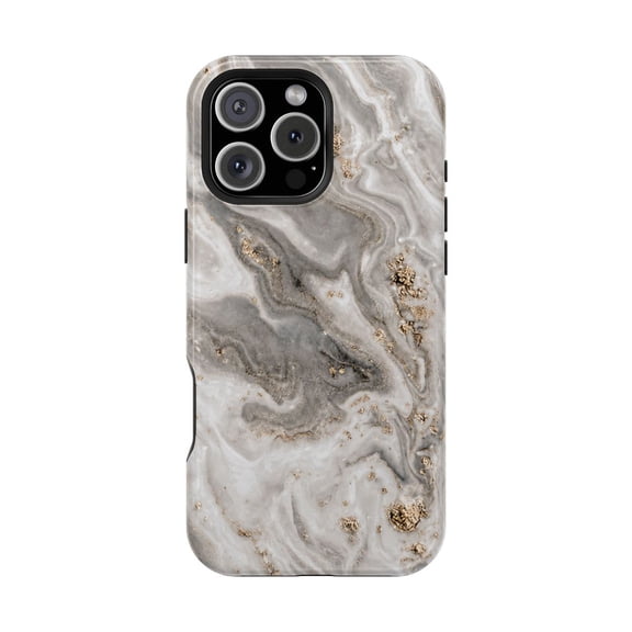 Golden Marble Tough Phone Case, Luxe Stone Pattern Dual Layer Protective Cover Compatible with iPhone 11