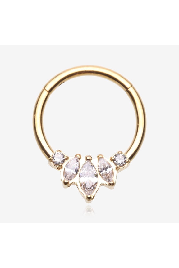 Golden Marquise Brilliance Multi-Gem Sparkle Seamless Clicker Hoop Ring