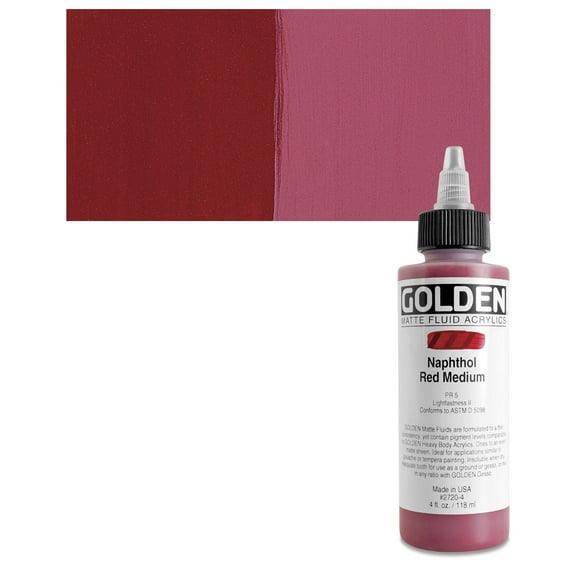 Golden Matte Fluid Acrylics - Naphthol Red Medium, 4 oz bottle