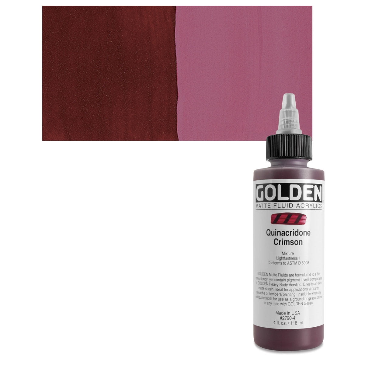 Golden Matte Fluid Acrylics Quinacridone Crimson, 4 oz bottle