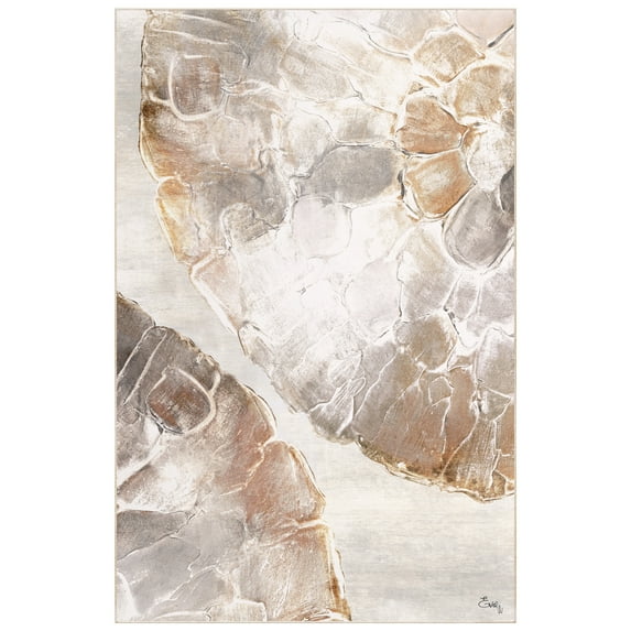 Golden Medallions II Washable Abstract Art Area Rug size 5'x8'