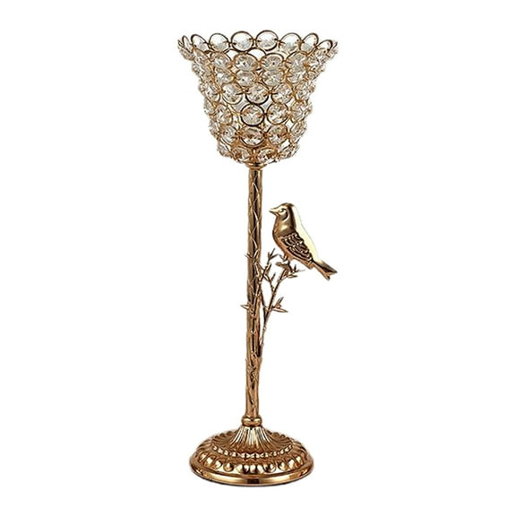 Golden Metal Crystal Candle Tea Light Holder Elegant Wedding Dining Coffee Table Decorative Centerpiece Anniversary Celebration L L