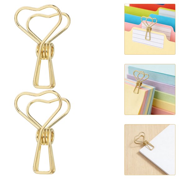 YOSADIER Metal Heart Shaped Paper Clips Golden Decorative Clips for Office Binder and Notes