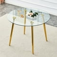 thumbnail image 1 of Golden Metal Legs Table With 40 Inch Diameter Mirrored Glass Tabletop Dining Transparent Top, 1 of 6
