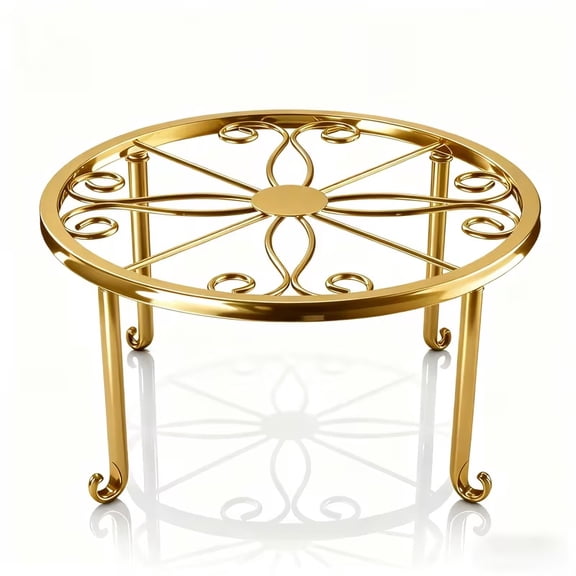 Golden Metal Plant Stand with Round Base for Indoor Outdoor Display Sturdy Flower Pot Holder for Balcony Garden Decor
