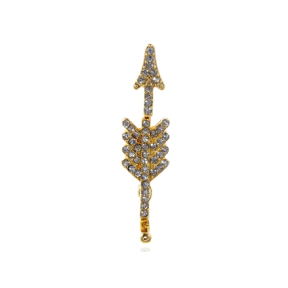 Golden Metal Tone Clear Rhinestone Accented Anchor Inspired Fashion Earring