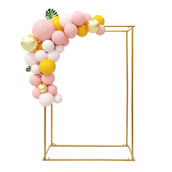 Golden Metal Wedding Arch Frame Square Base Stand Flowers Standing Balloon Frame Square Backdrop Frame Wedding Arch Frame for Signage and Photo Backdrops