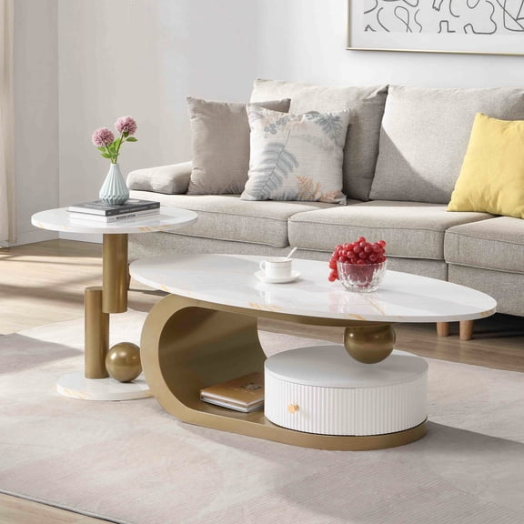 Golden Metal and MDF - Use Individually or Together - Living Room Furniture Placement - Easy Assembly Feature