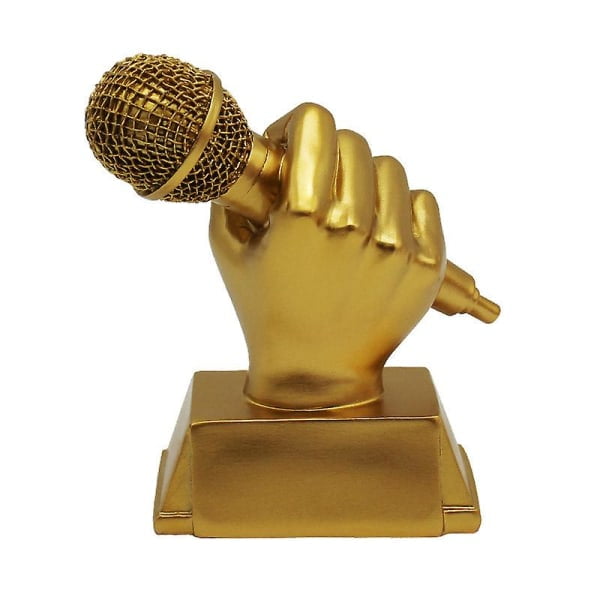 Golden Microphone Trophy - Small Resin Singing Award Trophy Karaoke