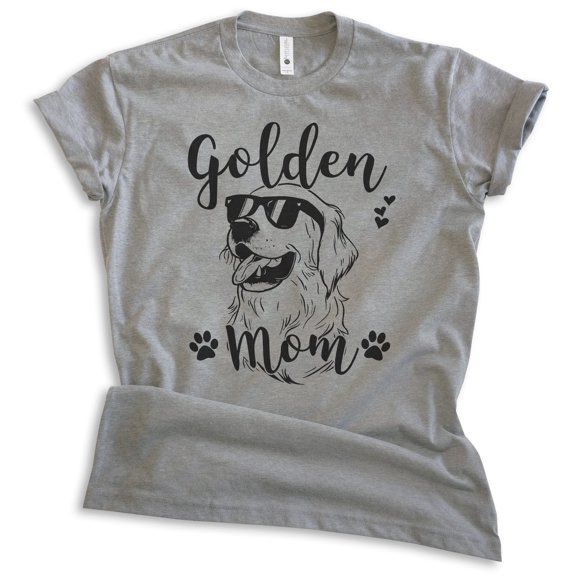 Golden Mom T-shirt, Unisex Women's Shirt, Golden Retriever Owner, Best Dog Mom Gift, Dark Heather Gray, Large