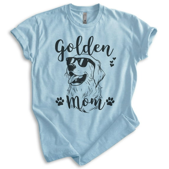 Golden Mom T-shirt, Unisex Women's Shirt, Golden Retriever Owner, Best Dog Mom Gift, Heather Light Blue, X-Large