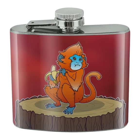 Golden Monkey Eating a Banana Stainless Steel 5oz Hip Drink Kidney Flask