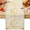 thumbnail image 1 of Golden Moon Cotton Linen Rectangle Table Runners 13"x60", Abstract Mystical Universe Planet Coffee Table Runner Dresser Scarves Luxury Table Runners for Wedding Party Banquet Dinner Decor, 1 of 8