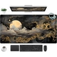 thumbnail image 1 of Golden Moon Desk Pad Black Desk Mat XXL Mouse Gaming Pads, Starry Sky Keyboard Pads Extra Large Desktop Computer Mats with Non-Slip Base & Stitched Edges, Vintage Office Decor 31.5" x 15.7", 1 of 13