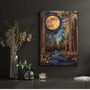 Golden Moon - Moon River Print - Celestial Moon Print - Enchanting Moon Wall Art - Magical Wall Art - Dark Academia Whimsigoth Print Wall Art, Modern Wall Decor, 8x12 UNFRAMED