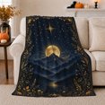 thumbnail image 1 of Golden Moon Above Mountains And Forest Lake, Soft Flannel Blanket with Celestial Landscape Illustration Print, Housewarming Gift and Home Decor for Bedroom and Living Room, 1 of 7