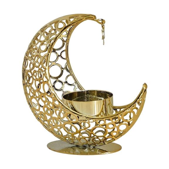 Golden Moon Shaped Candlestick Holder With Moon Tea Light Candle Stick For Eid Wedding Church Centerpiece Decor