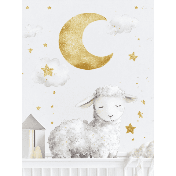 Golden Moon Sheep Canvas Wall Art Perfect for Nursery Bedroom Living Room Kids Room and Playroom Decor