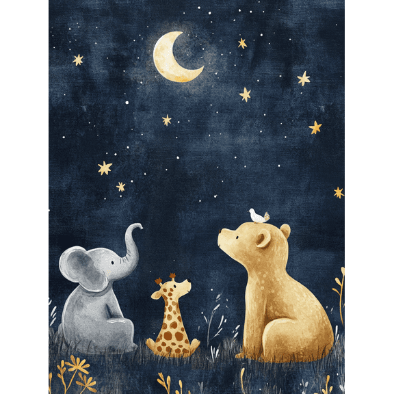 Golden Moon Sheep Canvas Wall Art Suitable for Living Room Bedroom Nursery Office and Hotel Decoration.