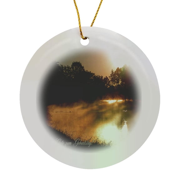 3drose, Golden Morning, Alles Gute Zum Geburtstag, Happy Birthday in German, Circle Porcelain Ornament