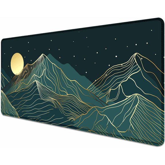 Golden Mountain Moon Mouse Pad Extended Large Gaming Mouse Pad with Stitched Edges and NonSlip Base, Ideal for Computer, Work, Gamer, and Office Use 35.4 x 15.7 in