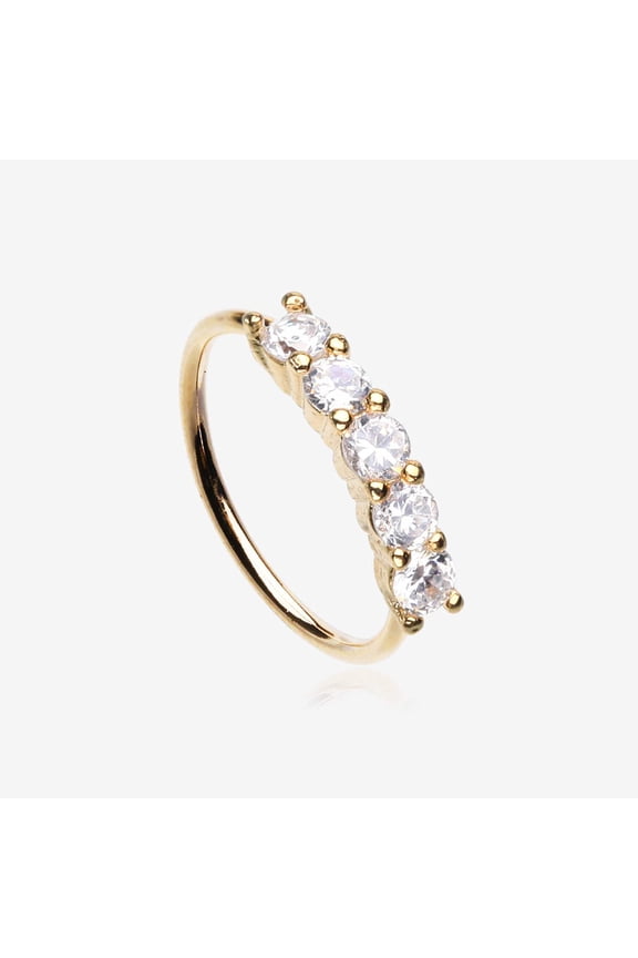 Golden Multi-Gem Princess Prong Sparkles Bendable Hoop Ring