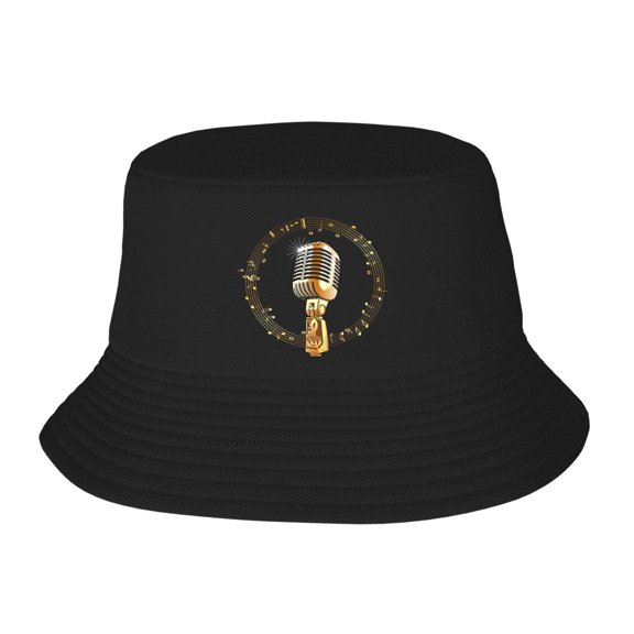Golden Music Notes Bucket Hat For Womens And Mens Outdoor Beach Fisherman Hat Sun Hat