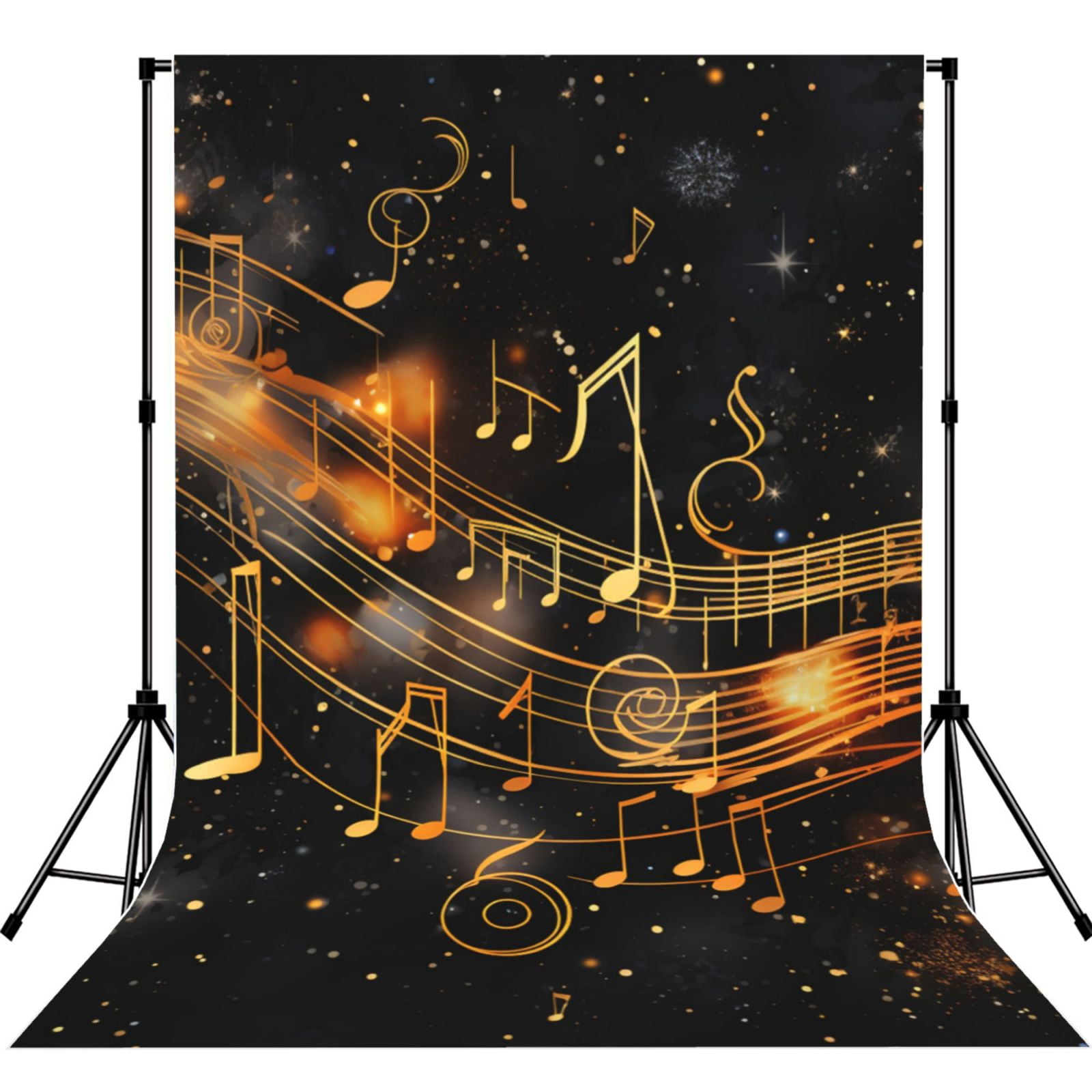 Golden Musical Notes With Piano Starry Photography Backdrop 5x7Ft ...