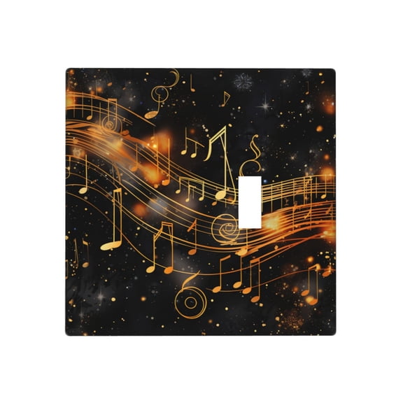 Golden Musical Notes With Piano Starry Single Toggle Wall Plate Decorative Electrical Outlet Light Switch Cover Switchplate