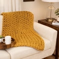 thumbnail image 1 of Northlight Cable Knit Plush Textured Throw Blanket - 50 x 60 - Mustard Yellow, 1 of 7