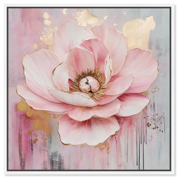 Golden Nectar Canvas Flower Art by Art Remedy, White Frame, 30" x 30"