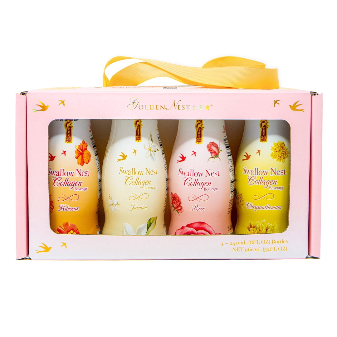 Golden Nest Collagen Bird's Nest Drink Variety Pack, Hibiscus, Jasmine ...