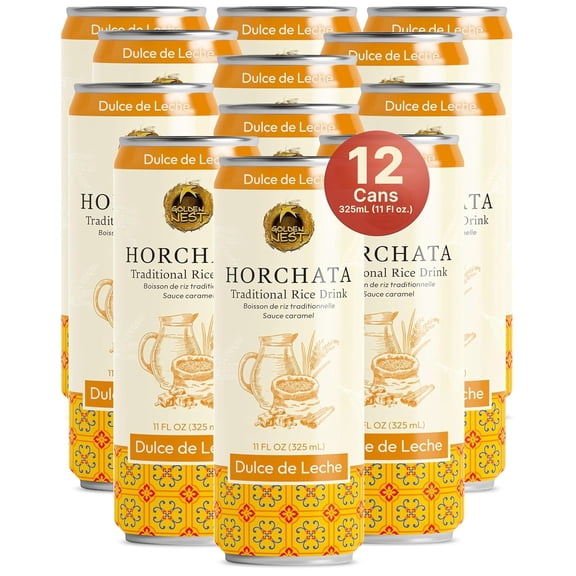 Golden Nest Horchata Rice Drink, Dulce de Leche, 11 fl oz, 12 Pack, Traditional Mexican Style