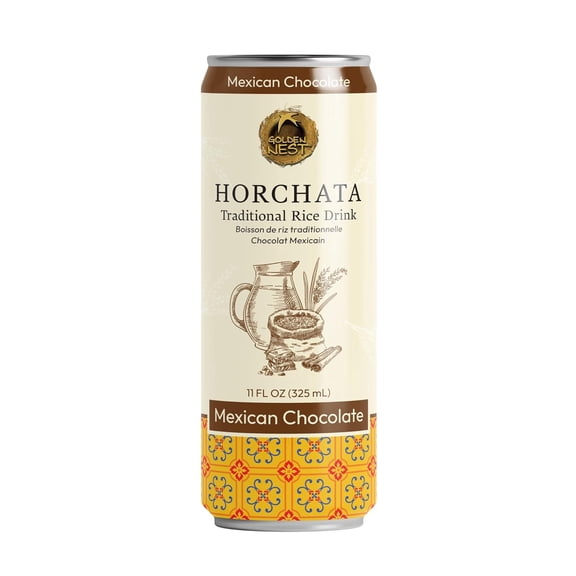 Golden Nest Horchata Rice Drink, Mexican Chocolate, 11 fl oz, 12 Pack, Traditional Mexican Style